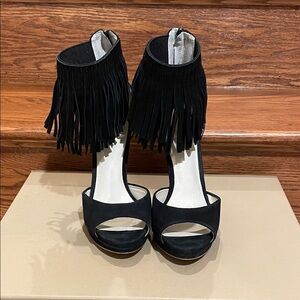 Kenneth Cole New York Black Fringe Heels